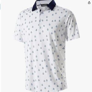 NWT Trusmol White Navy Anchor Golf Shirt For Men Size L